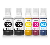Tinta 102 Multipack compatible para Epson ET-2850 ET-4750 ET-4850 ET-2750 ET-2856 ET-3850 ET-4856 ET-15000 ET-3750 ET-2700 ET-3700 ET-2751 ET-275 Impresora 6 ET-2851 (2 negro, C, M, amarillo)