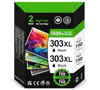 Tinta 303 XL Negro- 2X 750 Páginas, Cartuchos 303 Negro Reemplazo para Tinta HP 303 Negro Original, Tinta Impresora 303 XL para Envy Photo 7134 7830 6232 6230 7130 6220 6234 7100 7155 7800 7834 7855