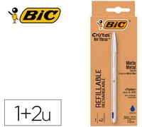 Tinta Bic Cristal Renew Bolígrafo Azul Pack de 1 Unidad + 2 Recargas