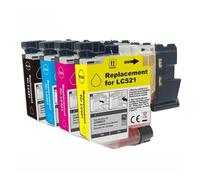 Tinta Compatible LC521, Compatible con Brother DCP-J1260W J1310DW | LC521/521, For DCP-J1260W/J1310DW/J1360DW/J1460DW, Inyección De Tinta Compatible, Verificar Modelo(1SET 4PC)