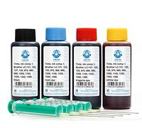 Tinta de Impresora Pure Ink de 4X 100 ml Compatible con Cartuchos de Impresora Brother LC-223, LC-225, LC-227, LC-229, DCP-J 4120 DW, MFC-J 4420 DW, J 4425 DW, 5320 DW, J 5600, Entre Otros (No OEM)