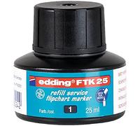 Tinta de recambio edding FTK 25 - negra - 25 ml - con sistema capilar, ideal para rellenar de forma limpia y sin complicaciones casi todos los rotuladores edding para flipchart