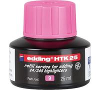 Tinta de recambio edding HTK 25 - rosa - 25 ml - con sistema capilar, ideal para rellenar de forma limpia y sin complicaciones los marcadores fluorescentes edding e-345 y e-24