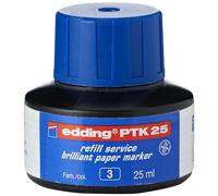 Tinta de recambio edding PTK 25 - azul - 25 ml - con sistema capilar, ideal para rellenar de forma limpia y sin complicaciones casi todos los marcadores de papel edding Brilliant.