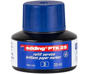 Tinta de recambio edding PTK 25 - azul - 25 ml - con sistema capilar, ideal para rellenar de forma limpia y sin complicaciones casi todos los marcadores de papel edding Brilliant.