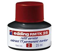 Tinta de recambio edding RMTK 25 - rojo - 25 ml - con sistema capilar, ideal para rellenar de forma limpia y sin complicaciones el marcador permanente edding retract 11