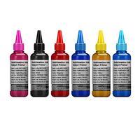 Tinta de sublimación 6x100ml Compatible para impresoras Epson 6 Color, Tales como T50 T59 T60 P50 1400 1410 1500W R300 RX600 L1800 L800 L805 L810 L850 Impresora, Tinta de Transferencia térmica