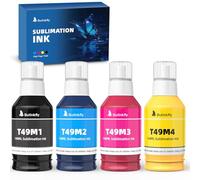 Tinta de sublimación T49M sin obstrucciones de 140 ml, compatible con impresora de sublimación Epson SureColor F170 F570, sin ICC, diseño a prueba de fugas, color vivo y antidecoloración garantizado