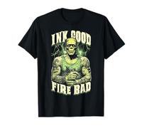 Tinta de Tatuaje Frankenstein Good Fire Bad Halloween Monster Camiseta