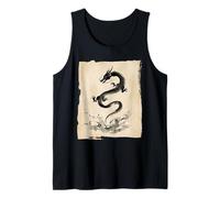 Tinta Dragón Zen Flow Japonés Sumi Art Camiseta sin Mangas