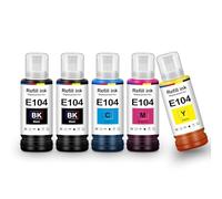 Tinta E104 ET-2870 ET-2862 ET-2812 ET-1810 ET-2714 ET-2820 Tinta de Cartucho Multipack Ink Refill Compatible para Epson Eco-Tank E104 para ET-2726 ET-2840 ET-2830 ET-2870 ET-4800 ET-2711 ET-4700