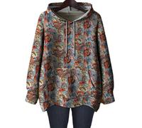 Tinta Escupir Flores y Plantas Impresión Gorra Atraída Mujeres Otoño Nuevo Calendario Cómic Calvo Ocio Hoddie, 12#, L