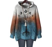 Tinta Escupir Flores y Plantas Impresión Gorra Atraída Mujeres Otoño Nuevo Calendario Cómic Calvo Ocio Hoddie, 17#, S