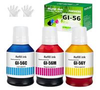 Tinta GI56 compatible con botellas de recambio de tinta Canon GI-56 para MAXIFY GX7050 GX6050 GX5050 GX4050 GX3050 7700 páginas (paquete de 3 unidades cian/magenta/amarillo)