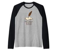 Tinta, Ideas y Lugares tranquilos: Libro de Pluma de Pluma Camiseta Manga Raglan