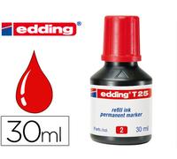 edding T 25 tinta de recarga para marcador permanente - rojo - 30 ml - con sistema dispensador de gotas, para rellenar rápidamente casi todos los marcadores permanentes edding