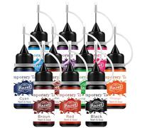 Tinta para Tatuar Temporales 0.5oz (15ml) Tattoo Ink 10 Colores-Negro, Marrón, Rojo etc - Accesorios para Plantillas de Tatuajes,para Pintar Cuerpo
