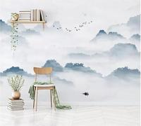 Tinta Pintada A Mano Y Lavar Paisaje Con Aves Y Nubes Wonderland 3D Papel Pintado Pared Fácil Instalación Oficina Sala Estar Sofá Dormitorio TV Fondos Decoración-350cm×256cm