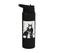 Tinta Samurai Cat Warrior - Katana japonesa de arte felino Stainless Steel Insulated Water Bottle