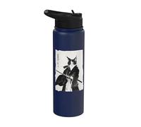 Tinta Samurai Cat Warrior - Katana japonesa de arte felino Stainless Steel Insulated Water Bottle