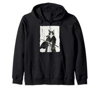 Tinta Samurai Cat Warrior - Katana Japonesa de Arte felino Sudadera con Capucha