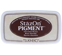 Tinta STAZON PIGMENT para vidrio y plástico color marrón opaco 76x35mm. almohadilla