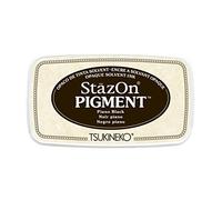 Tinta STAZON PIGMENT para vidrio y plástico color negro opaco 76x35mm. almohadilla