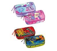 Tinta Unita 2026/2027 Estuche ovalado Jumbo niña/niño - Estuche ovalado de poliéster estampado con tirador personalizado y logotipo de microinyección - 22 x 14 x 6 cm, roja, 1 cremallera