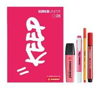 Tinta Unita Agenda escolar 2025/2026 - 12 meses con fecha - 384 páginas Kit accesorios Stabilo + bolsa de malla (blanco y rojo)