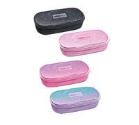 Tinta Unita Glitter 2026/2027 Estuche ovalado de PU - Estuche ovalado escolar con tirador de cremallera personalizado y logotipo de microinyección - 22 x 10 x 8 cm, Gradient Rosa/Morado, 3 cremalleras