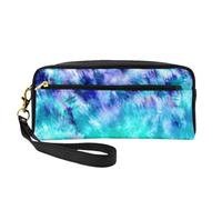 Tinte Anudado Azul Turquesa Acuarela, Bolsa de Maquillaje Bolsa de cosméticos Bolsa de Aseo de Viaje portátil Estuche de Cuero para Mujeres y niñas