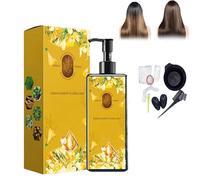 Tinte capilar nutritivo a base de plantas, champú tinte natural de larga duración, suaviza y aporta brillo, champú tinte capilar a base de plantas para todo tipo de cabello (Negro natural)