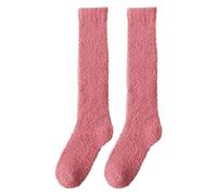 Tinte De Soleil mullidos para mujer, calcetines altos cálidos, largos y cómodos, calcetines térmicos para damas, calcetines gruesos y suaves para damas y niñas, Amarillo Planta, rosa fuerte, Talla