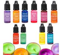Tinte de velas para cera de soya, 10 colores de color de color de vela de 10 ml, tinte a base de aceite líquido altamente concentrado, concentrado color de vela para la fabricación de velas de bricol