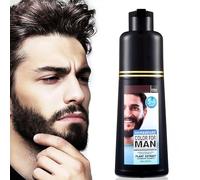 Tinte para barba y bigote para hombres para cabello gris a negro en 5 minutos, color negro natural para el pelo y champú de color para el cabello de 200 ml (negro natural, 200 ml)