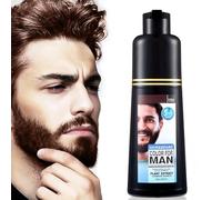 Tinte para barba y bigote para hombres para cabello gris a negro en 5 minutos, color negro natural para el pelo y champú de color para el cabello de 200 ml (marrón oscuro, 200 ml)