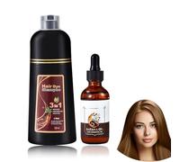 Tinte para Cabello de Color Café, Champú Intensificador de Color Café Instantáneo 500ml + Aceite Capilar 50ml, Champú Anti-Canoso, Conjunto de Cuidado Capilar Unisex