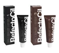 Tinte para cabello en crema RefectoCil, paquete de 2: tinte profesional para un color duradero: negro (n.? 1) + casta?o natural (n.? 3)