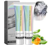 Tinte Para Cabello Plateado Con Extracto De Esencia Natural,Tinte Para Cabello Plateado Inherenta,Tinte Para Cabello Plateado Con Extracto, Crema Para Teñir El Cabello Natural Gris Plateado (2 piezas)