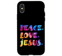 Tinte para corbata Groovy Retro Peace Love Jesus, acuarela brillante Carcasa para iPhone X/XS
