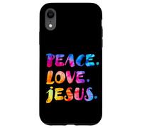 Tinte para corbata Groovy Retro Peace Love Jesus, acuarela brillante Carcasa para iPhone XR
