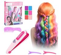 Tinte Pelo Lavable Niños, Tiza Temporal de Colores para Niños, Tinte para el Cabello Temporal Lavable con 6 Colores, Tizas para el Pelo para Halloween, Navidad, Regalos de Cumpleaños