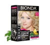 Tinte permanente BIONDA Professional Color Cream 10.13 rubio dorado muy claro, 200 ml, pack doble, queratina y moringa, color intenso y duradero con brillo, cobertura 100% de canas