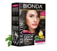 Tinte permanente BIONDA Professional Color Cream 4 castaño 200 ml | Paquete doble | Queratina y Moringa Cuidado | Color intenso de larga duración con brillo | 100% cobertura de canas