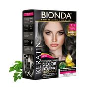 Tinte permanente BIONDA Professional Color Cream 7.11 rubio oliva, 200 ml, paquete doble, queratina y moringa, color intenso y duradero con brillo, cobertura 100% de canas