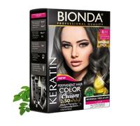 Tinte permanente BIONDA Professional Color Cream 8.11 rubio oliva claro, 200 ml, paquete doble, queratina y moringa, color intenso y duradero con brillo, cobertura 100% de canas