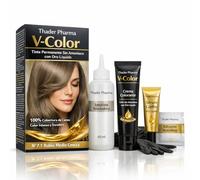Tinte Permanente Nº 7.1 Rubio Medio Ceniza, sin Amoniaco, con Oro Líquido, 100% Cobertura de Canas, Kit 120 ml