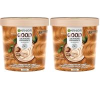 Tinte permanente vegano, Garnier Good Spicy Blonde, 8.34 Salted Caramel, Sin amoniaco y nutritivo, 100% de cobertura de canas, color hasta 8 semanas, con manteca de karité - 75 ml (Paquete de 2)