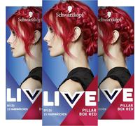 Tinte semipermanente Schwarzkopf LIVE Ultra Brights 092 Pillar Box Red (3 x 142,5 ml), coloración para obtener resultados de color intensos o pastel, dura entre 12 y 15 lavados con acondicionador