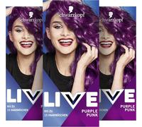 Tinte semipermanente Schwarzkopf LIVE Ultra Brights 094 Purple Punk (3 x 142,5 ml), coloración para obtener resultados de color intensos o pastel, dura 12 - 15 lavados con acondicionador